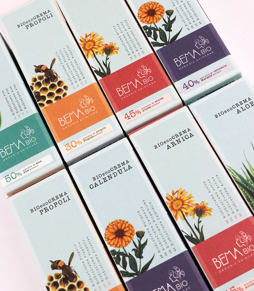 Astucci sostenibili BIOecoCREMA per cosmetici, eleganza e funzionalità, realizzati da Grafica Atestina