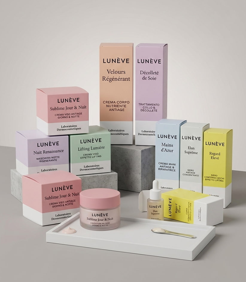 Packaging cosmetico progettato per unire eleganza, funzionalità e protezione.